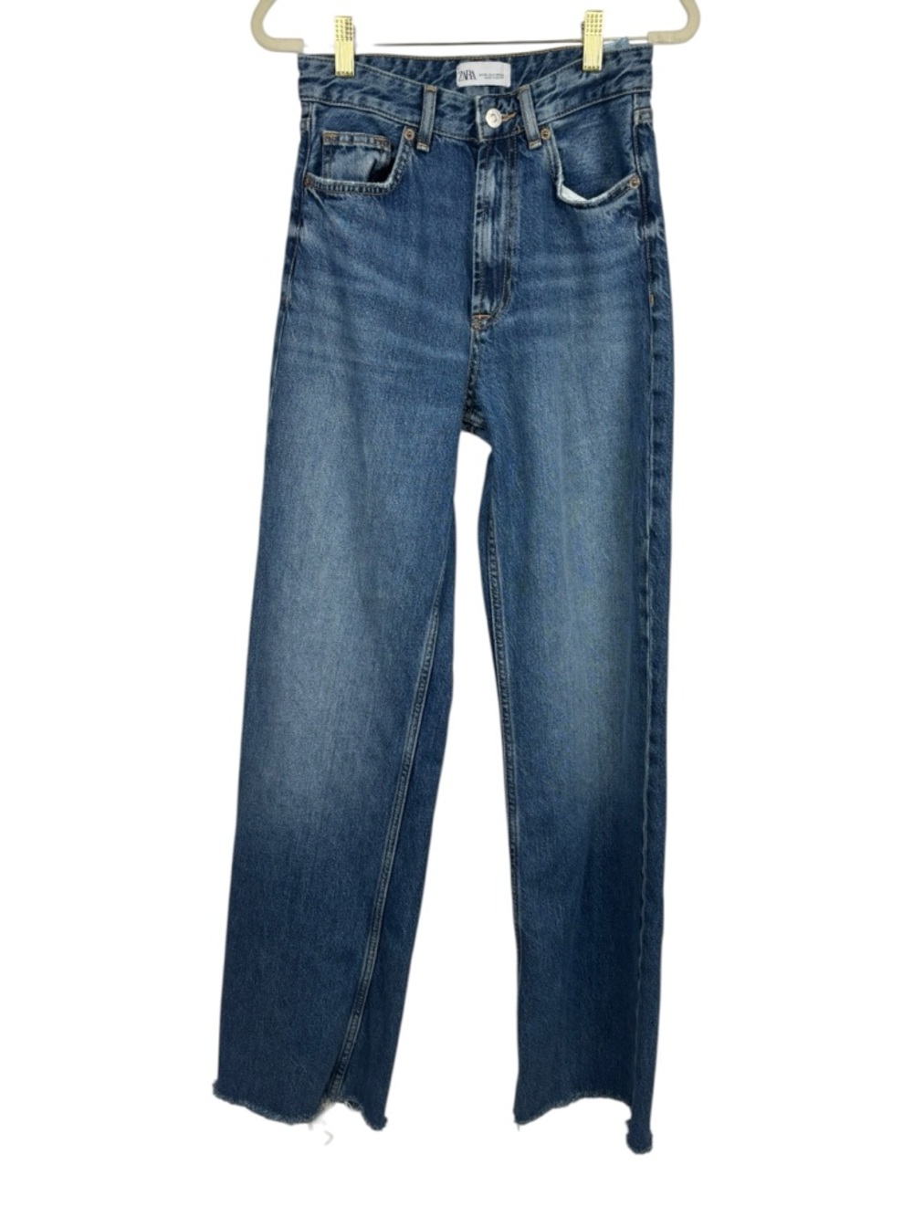 Zara High Waist Straight Leg Jean Medium Wash Denim Size 4 - Picture 2 of 7